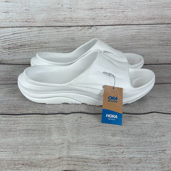 HOKA Ora Recovery Mens Sz 11 Slide 3 Sandals White main image 5
